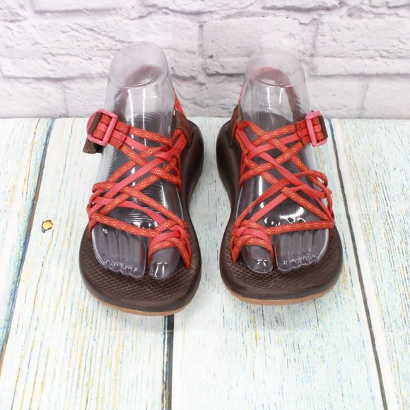 Chaco Red Nylon Hook & Loop Adjustable Strappy Water Athletic Sandals Size 6 - Picture 5 of 9